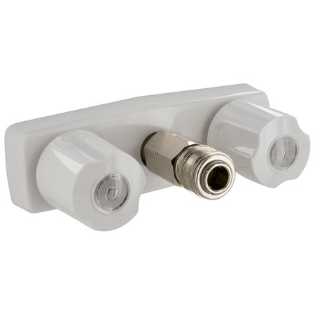Valterra FAUCET W/ QUICK CONNECT, 4IN, 2 KNOB, PLASTIC, WHITE PF213247